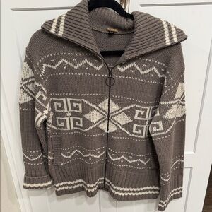 Womens Taupe Patterned Sweater